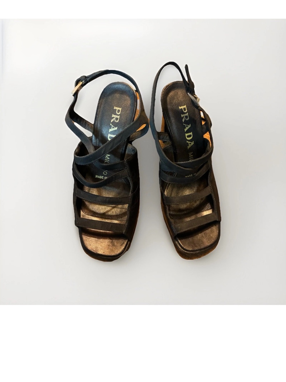 Rare Vintage 90’s Prada Black Leather Ankle Strap Sandals Women's EU 36 US 6